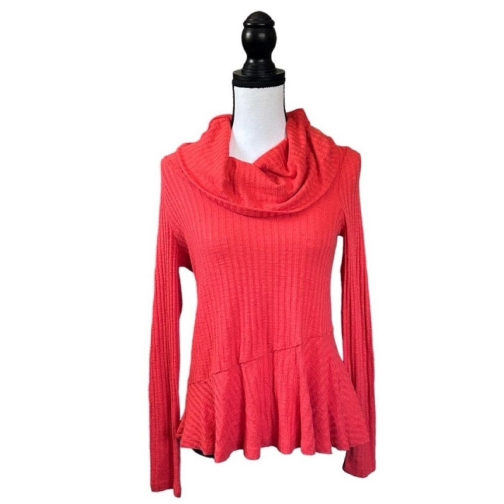 Maeve by Anthropologie Winterscape Cowl Neck Peplum Top Lightweight Sweater XS